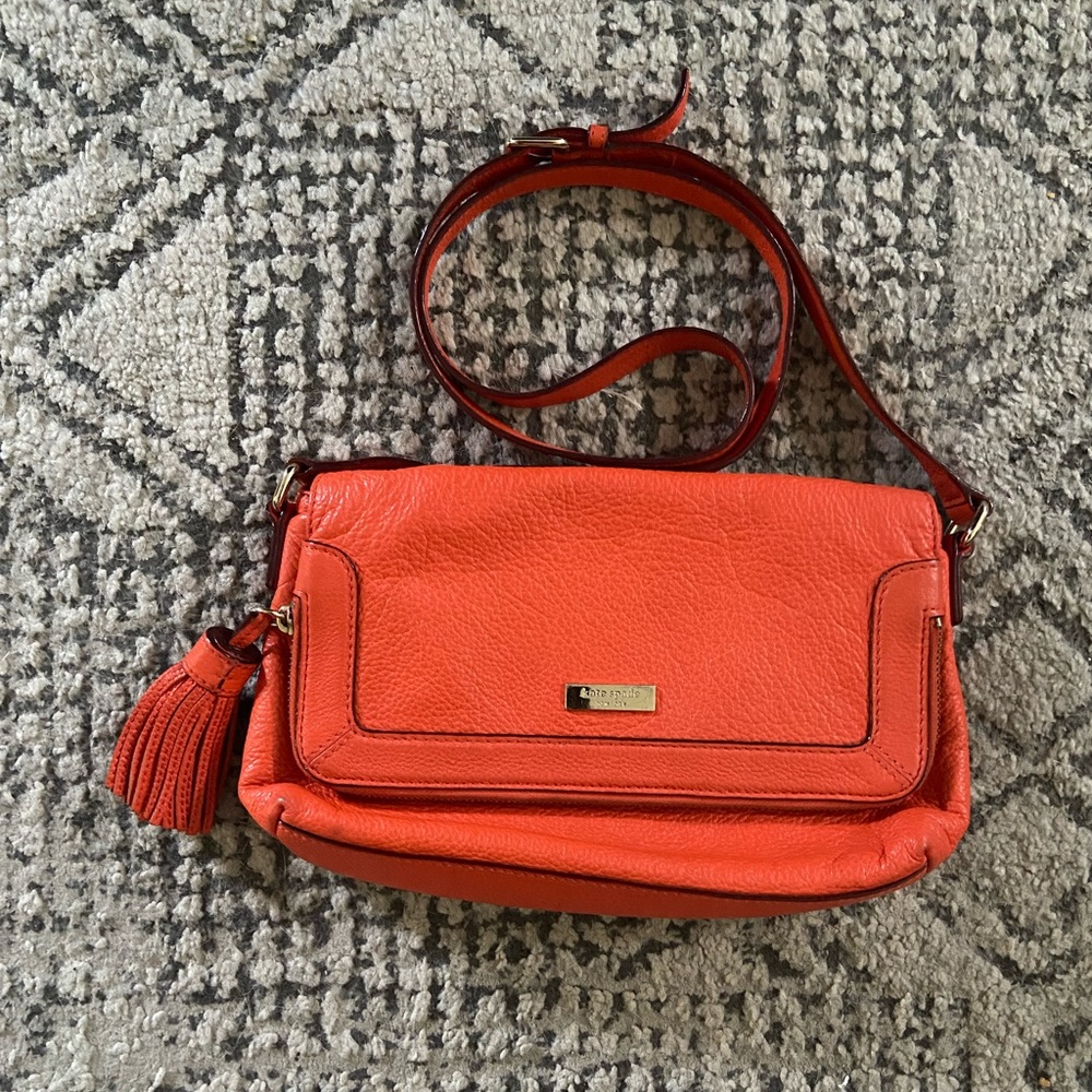 kate spade Orange Leather Crossbody Bag with Tassel